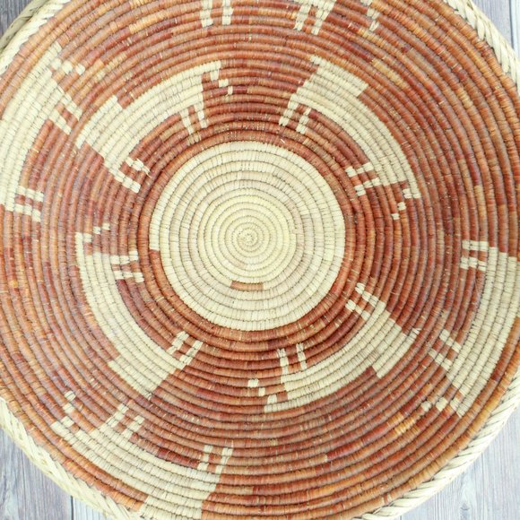 Vtg! Lot of 2 Home Décor Hand Coiled Tightly Woven Bowl Grass Straw Basket Bowl - Picture 3 of 9